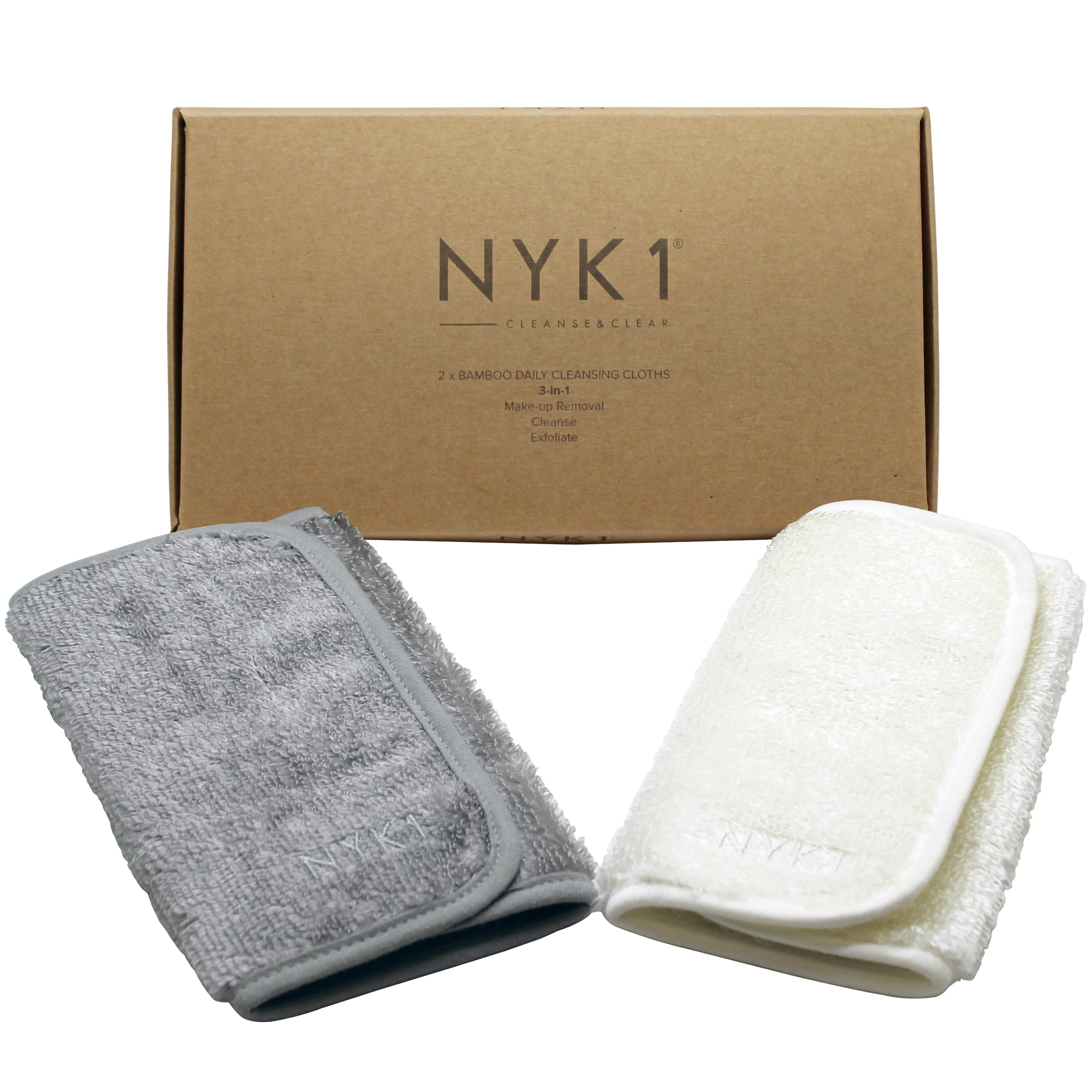 NYK1 Bamboo Face Cloth Flannels Pack of 2 Makeup Remover Washcloth - Image 5
