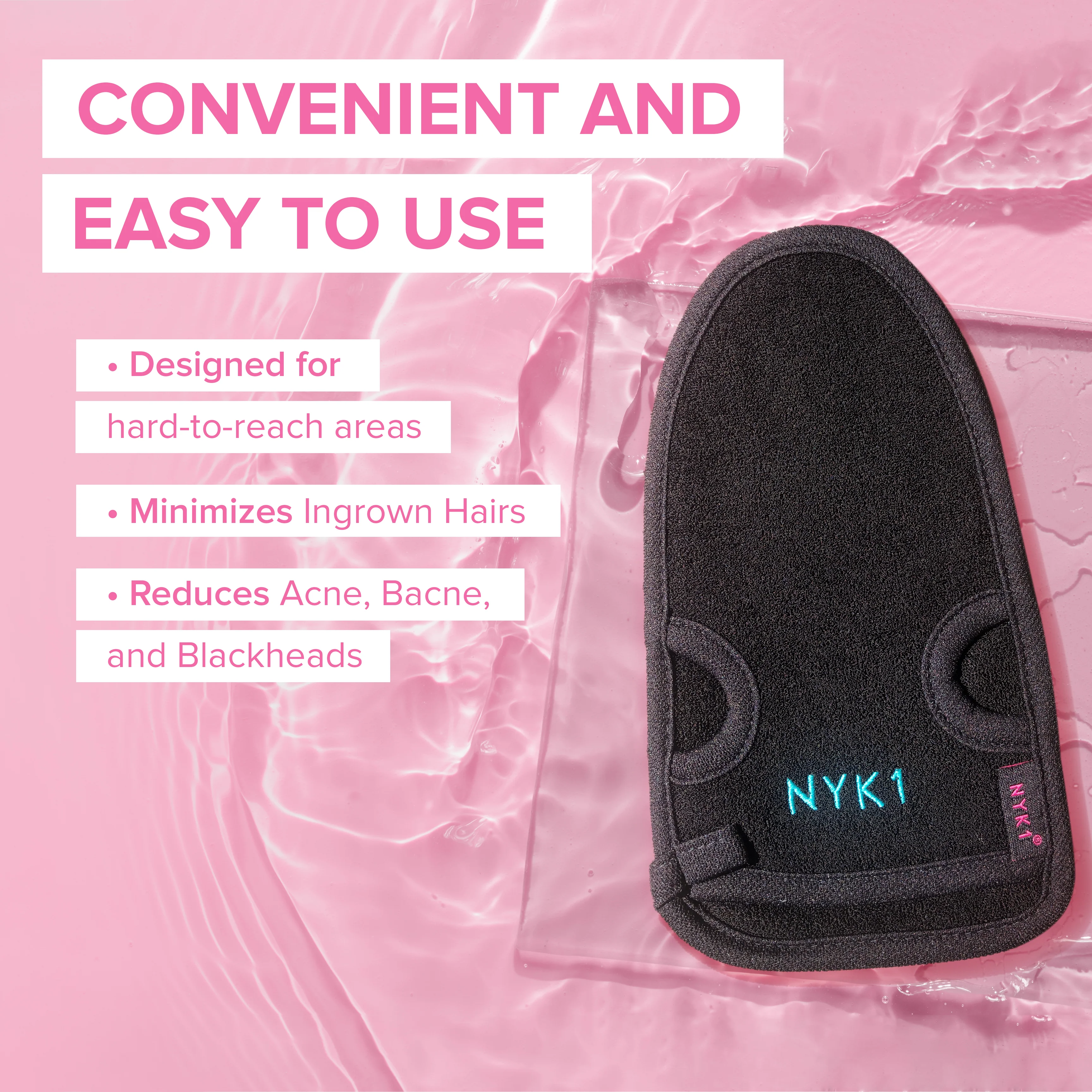 NYK1 Exfolimitt Spa Mitt (Black / Pink) - Image 7