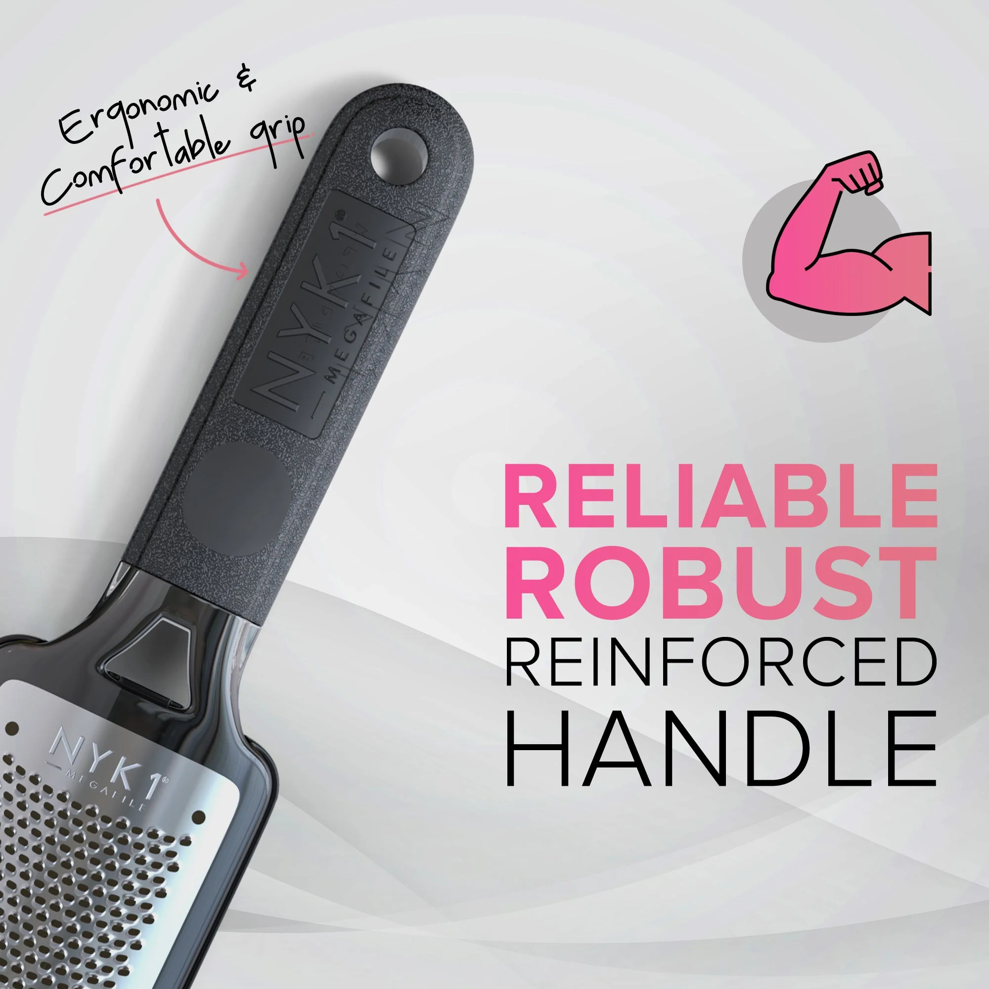 NYK1 MegaFile Foot File Pedicure (Black / Pink) Rasp - Image 15