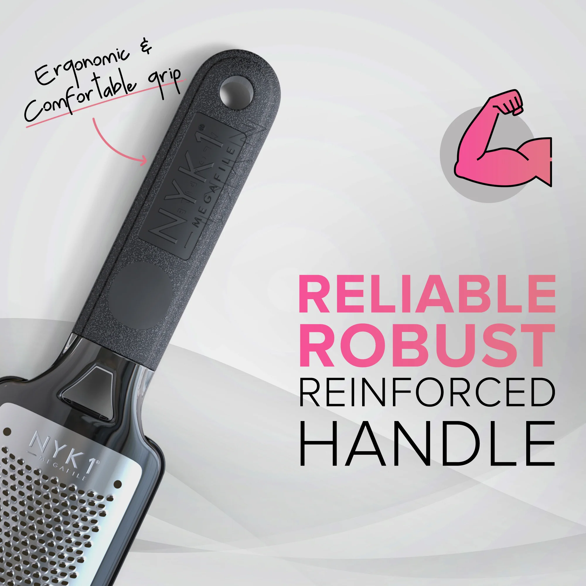 NYK1 MegaFile Foot File Pedicure (Black / Pink) Rasp - Image 5