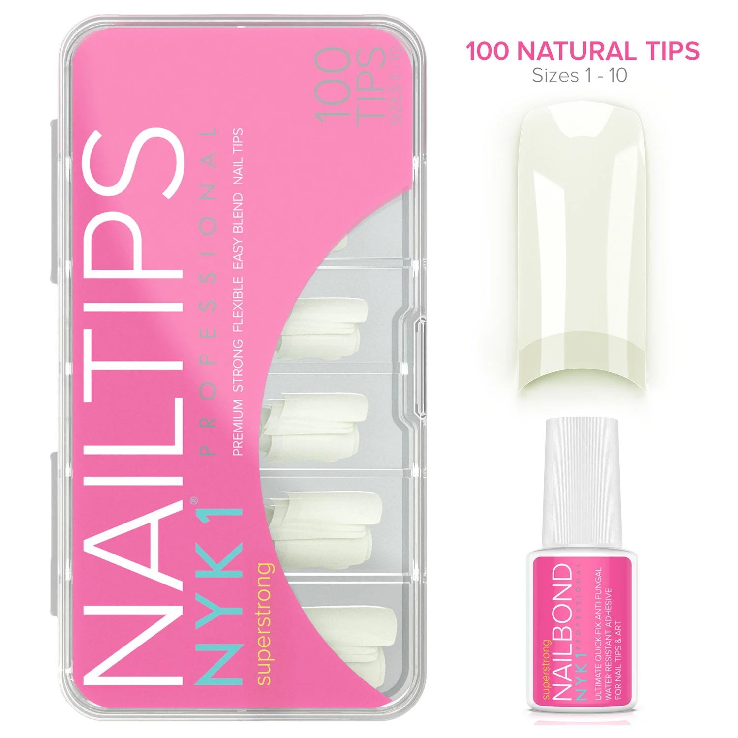 NYK1 Salon Professional Nail Tips (Natural / White) - Image 14
