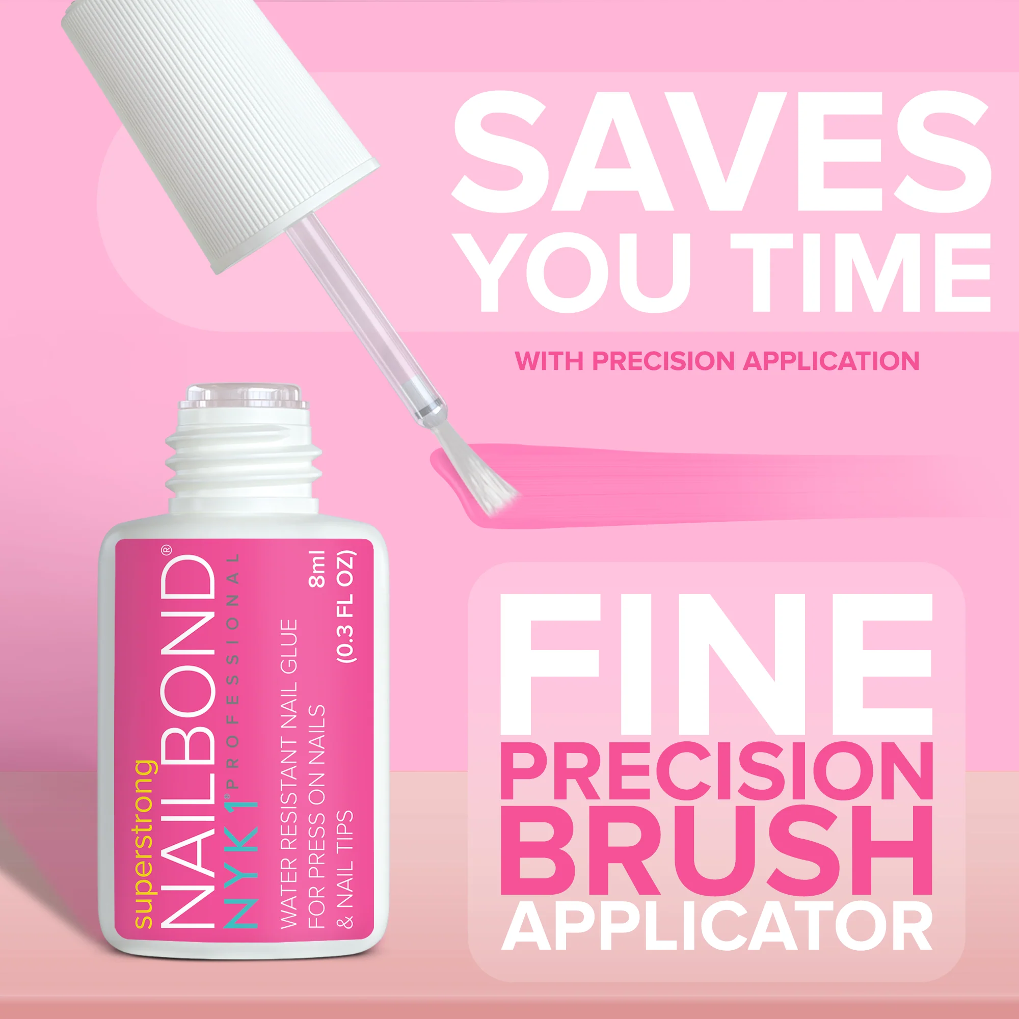 NYK1 NailBond Brush On Nail Glue & Clear Nail Tips - Coffin Shaped (500 PCS - 10 Sizes) - Image 3