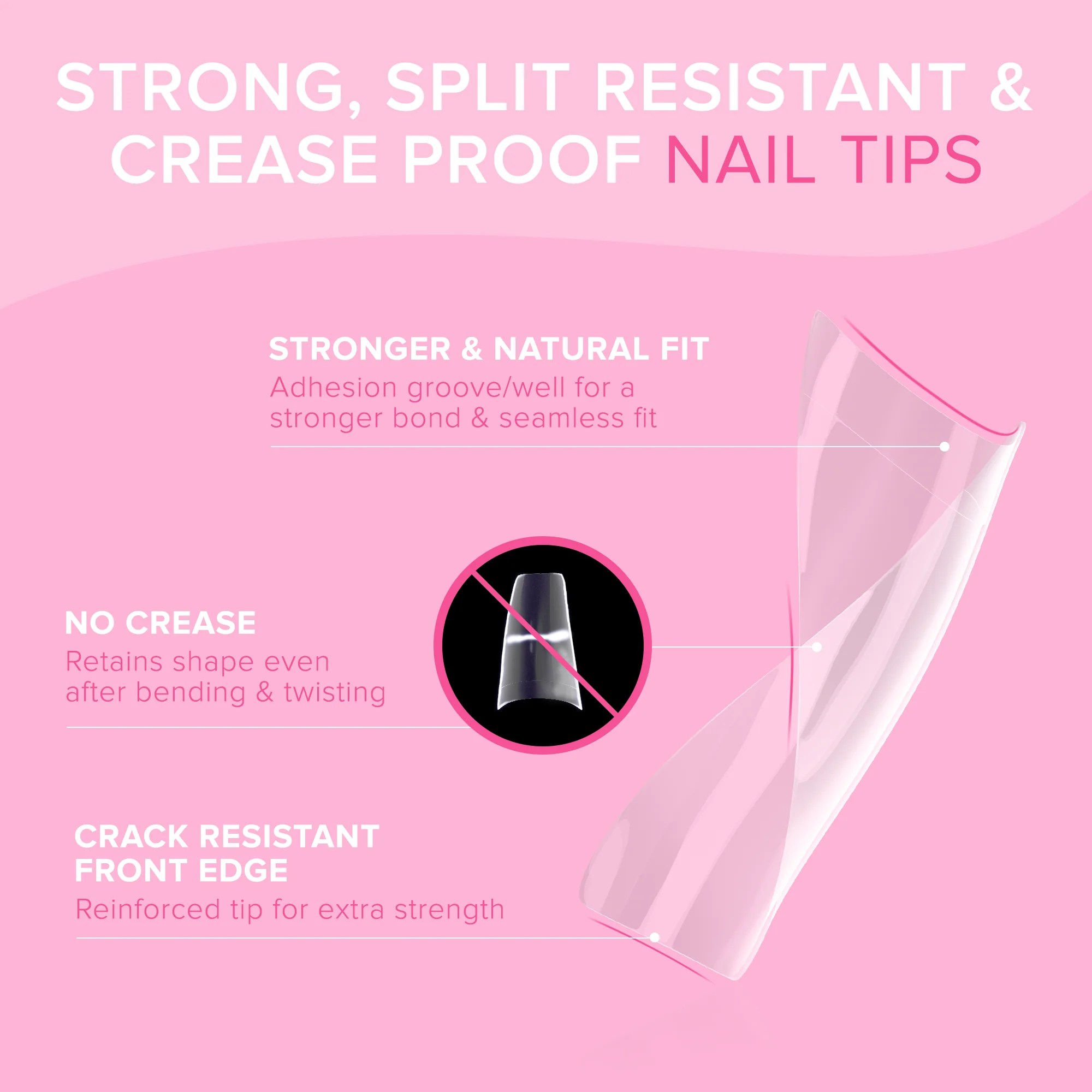 NYK1 NailBond Brush On Nail Glue & Clear Nail Tips - Coffin Shaped (500 PCS - 10 Sizes) - Image 4