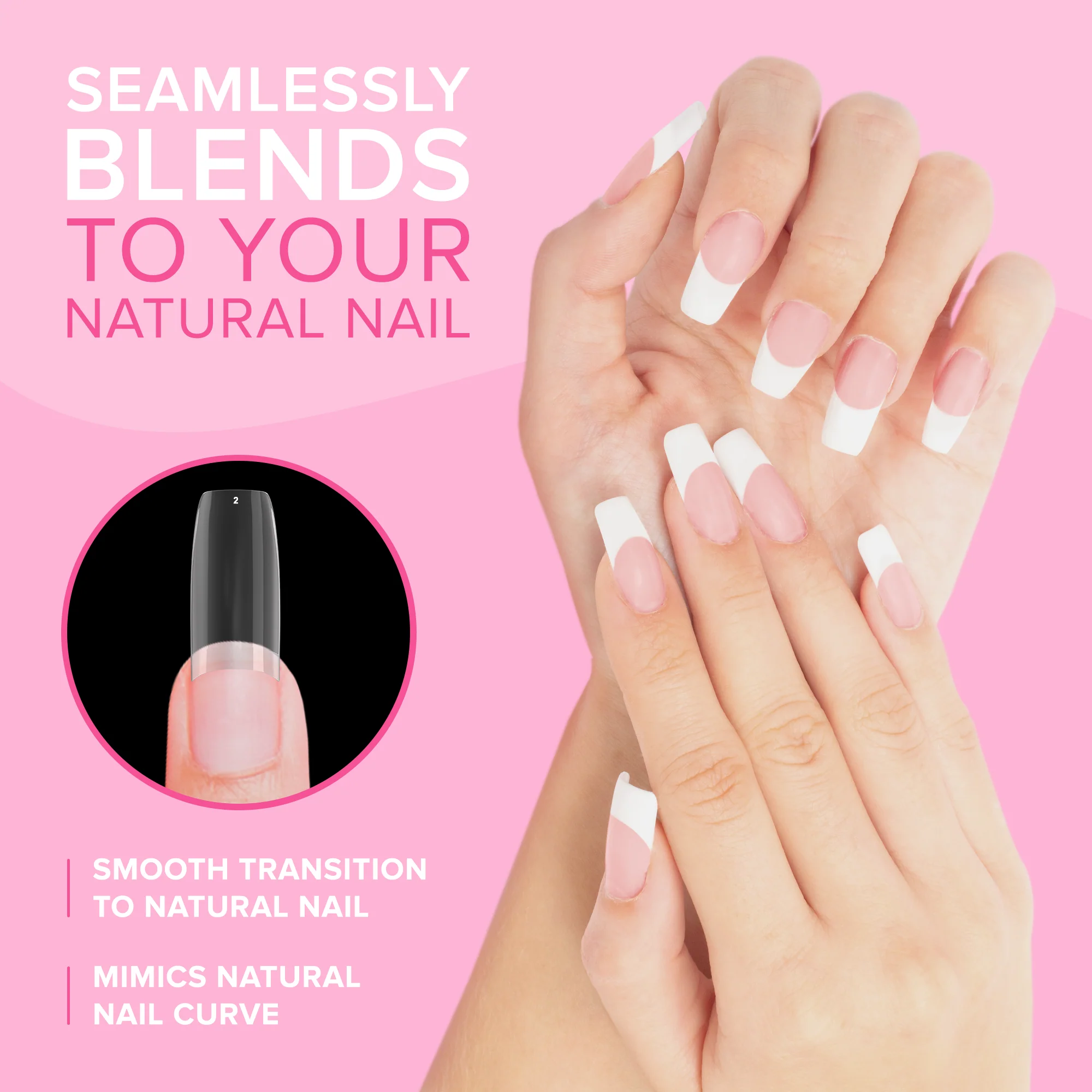 NYK1 NailBond Brush On Nail Glue & Clear Nail Tips - Coffin Shaped (500 PCS - 10 Sizes) - Image 6