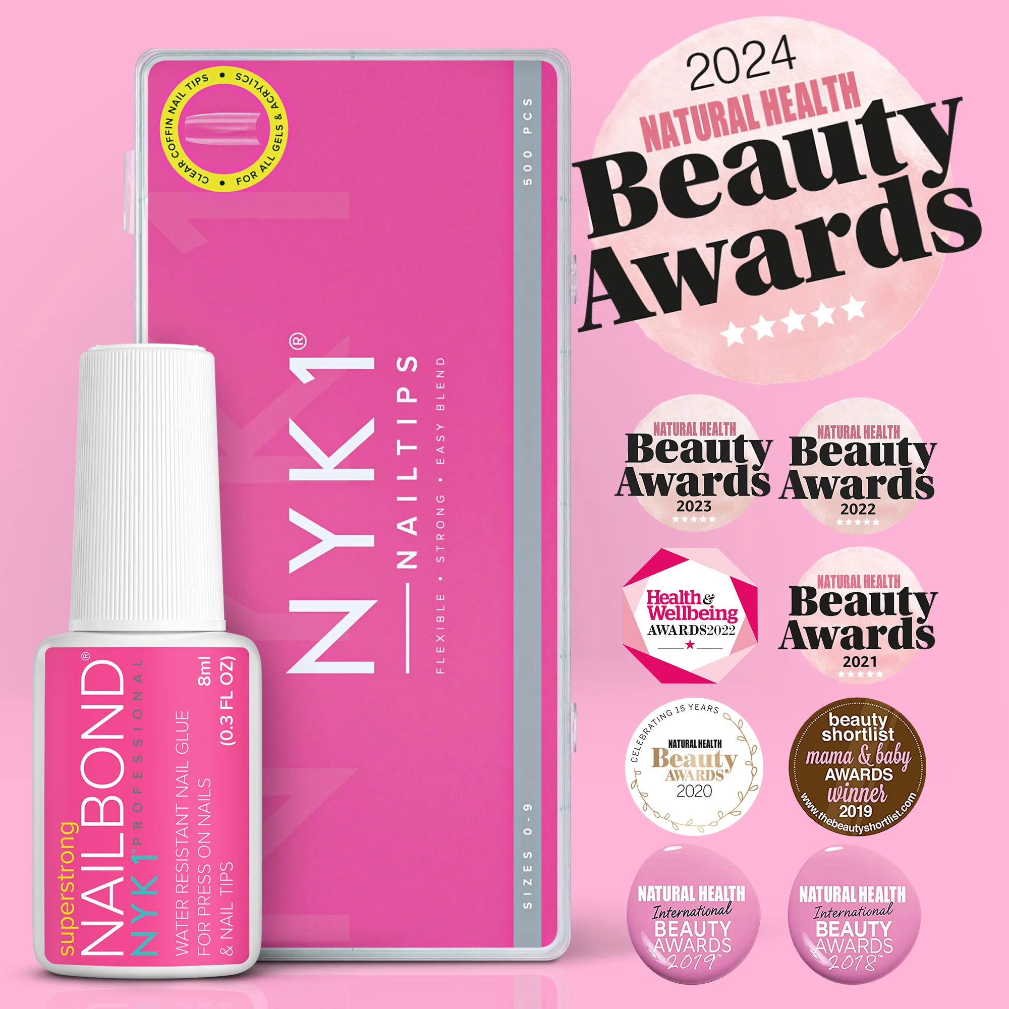 NYK1 NailBond Brush On Nail Glue & Clear Nail Tips - Coffin Shaped (500 PCS - 10 Sizes) - Image 8